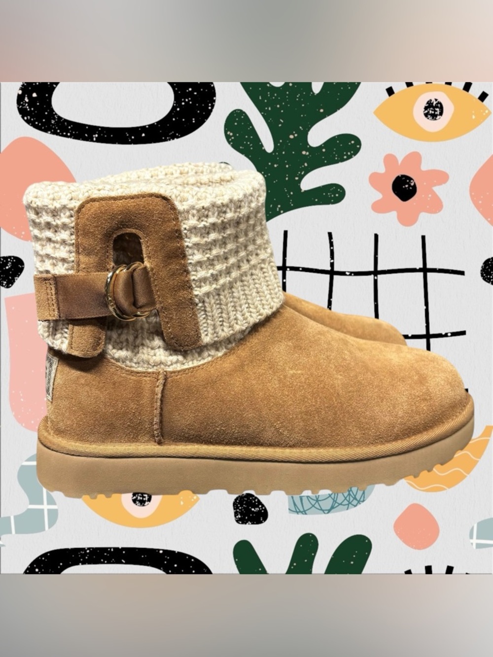 UGG | Women’s Classic Solene Mini Foldover Knit Cuff Adjustable Boots